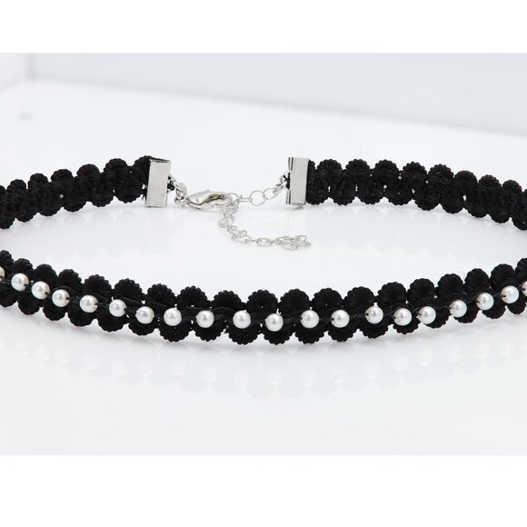 Fancy Black Choker Pearl Chokers adjustable - Picture 9 of 9